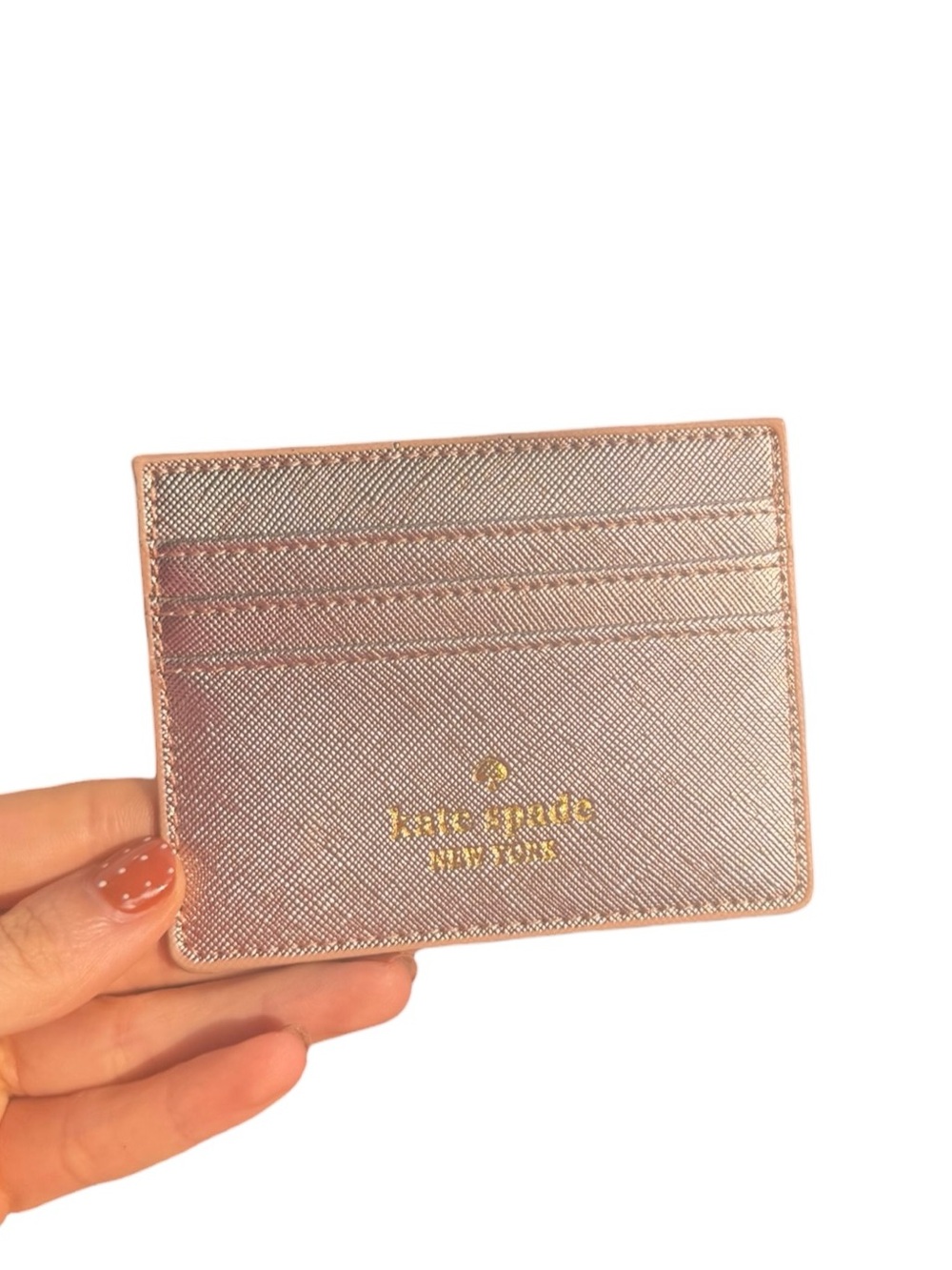 kate spade Metallic Rose Gold Saffiano Card Case